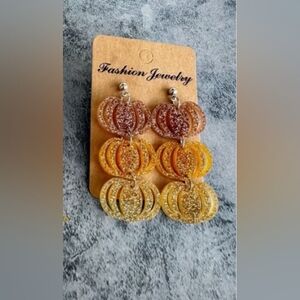 ♥️G 5/$20 Fashion Jewelry Glitter Pumpkin Fall Earrings